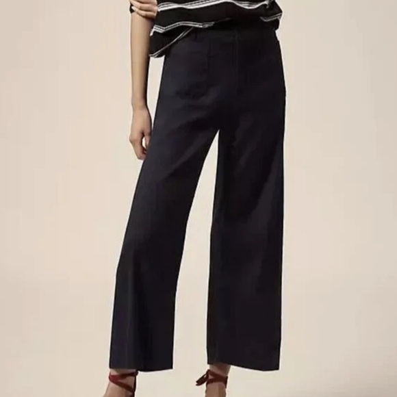 Maeve Anthropologie Colette Cropped Wide Leg Linen Blend Pants - Picture 5 of 6